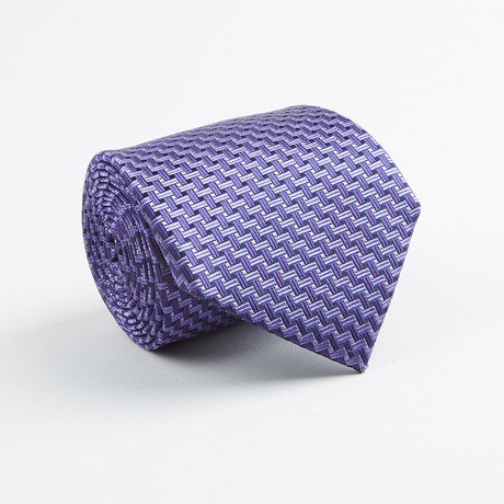 Jacquard Basket Weave Silk Tie // Purple