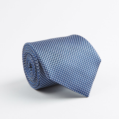 Jacquard Mini Diamond Silk Tie // Blue
