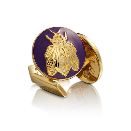Napoleon Bee Gold Cufflinks // Palatine Purple