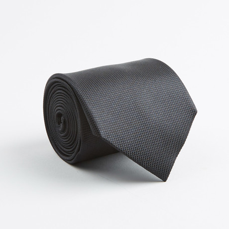 Jacquard Mini Check Silk Tie // Black