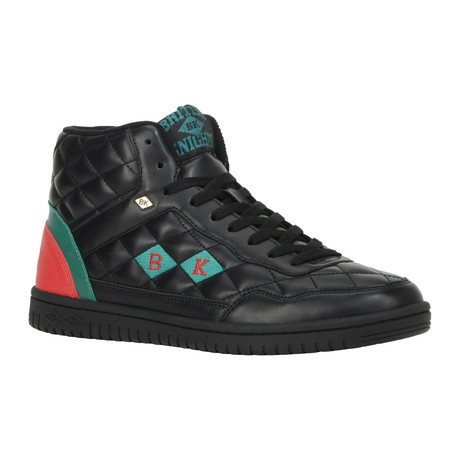 Quilts Mid Sneaker // Black + Red + Green