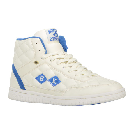 Quilts Mid Sneaker // White + Royal Blue