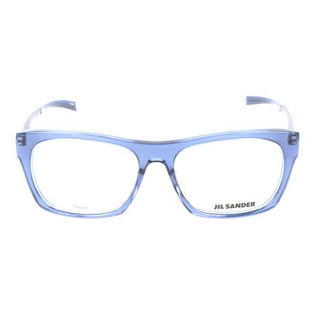 Heavy Rim Metal Temple Chiseled Square Wayfarer // Clear Blue + Silver