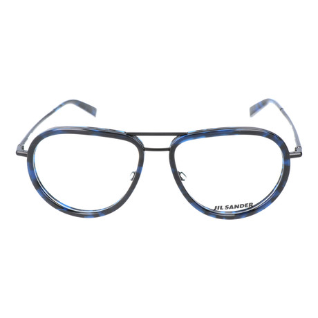 Inlaid Metal Rim Rounded Aviator Frame // Blue + Black