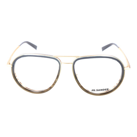 Inlaid Metal Rim Rounded Aviator Frame // Grey + Brown + Gold