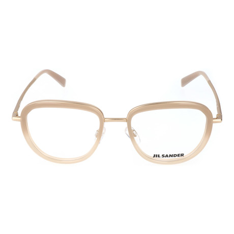 Thick Inlaid Metal Rim Square Frame // Beige + Gold