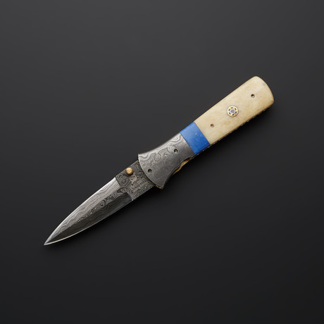 Blue Lapis + Bone Folding Pocket Dagger