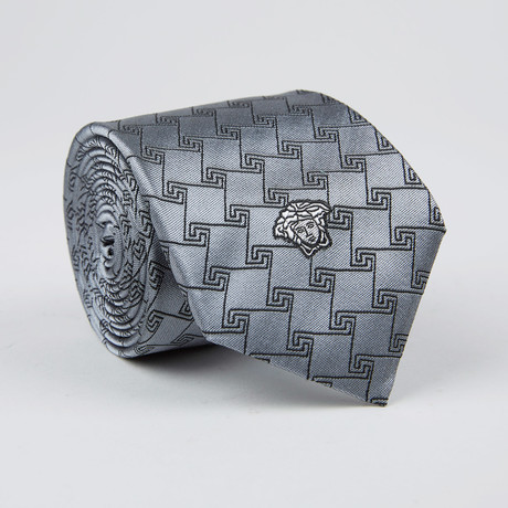Maze Tesselation Silk Tie // Grey