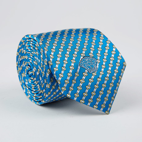 Square Stripe Silk Tie // Turquoise