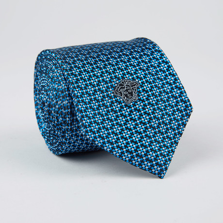 Multi-Dot Grid Silk Tie // Bluette + Black