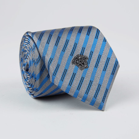 Dash Grossgrain Stripe Silk Tie // Violet + Grey