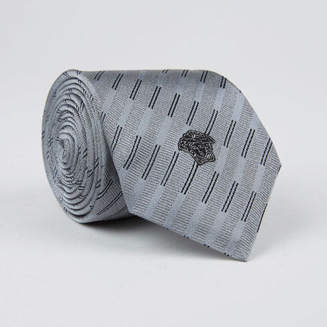 Dash Grossgrain Stripe Silk Tie // Cadet + Black