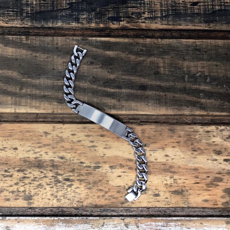 Chain Link ID Plate Bracelet // Silver