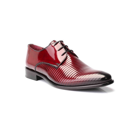 Rib Embossed Patent Derby // Bordeaux