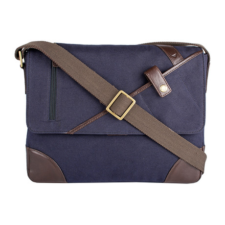 Cherokee Canvas + Leather Messenger // Blue + Brown!