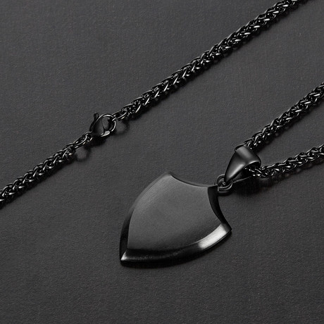 Shield Pendant Necklace // Black