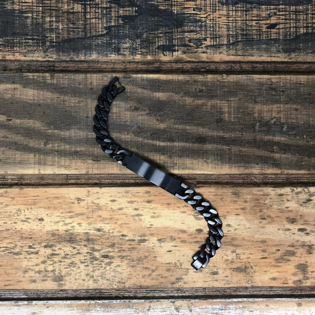 Chain Link ID Plate Bracelet // Black