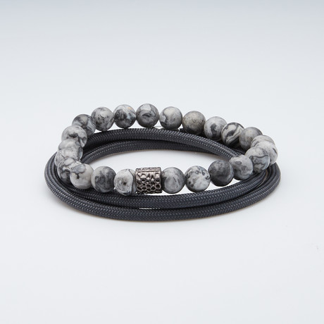Elite Bracelet Set // Gray Agate