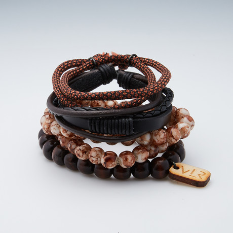 Variety Bracelet Set // Brown + White + Black