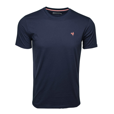 Embroidered T-Shirt // Navy + Coral