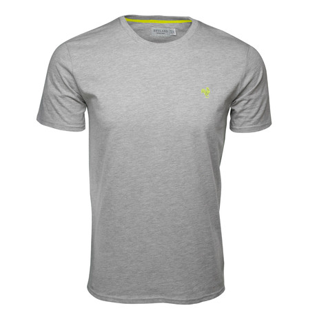 Embroidered T-Shirt // Heather Grey + Lime