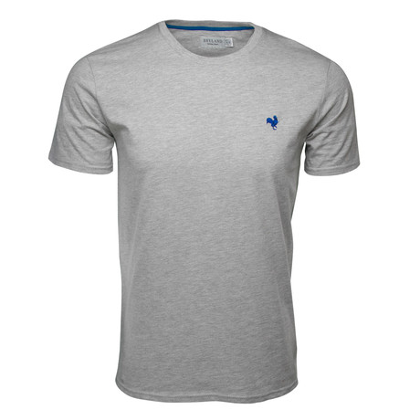 Embroidered T-Shirt // Heather Grey + Royal Blue