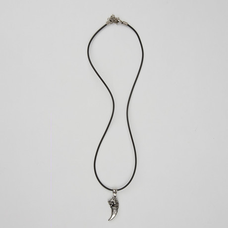 Lion Head Necklace // Black + Silver