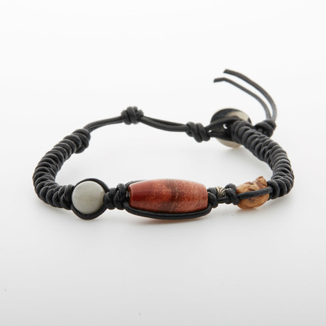Stone Beaded Bracelet // Black + Red