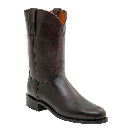 Cowhide Roper Style Boot // Black Cherry