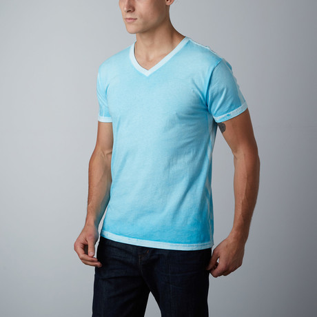 Ultra Soft Hand Dyed V-Neck // Stressed Sky Blue