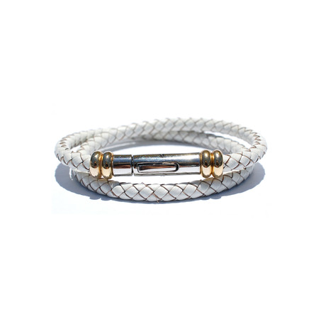 White And Gold Leather Bracelet