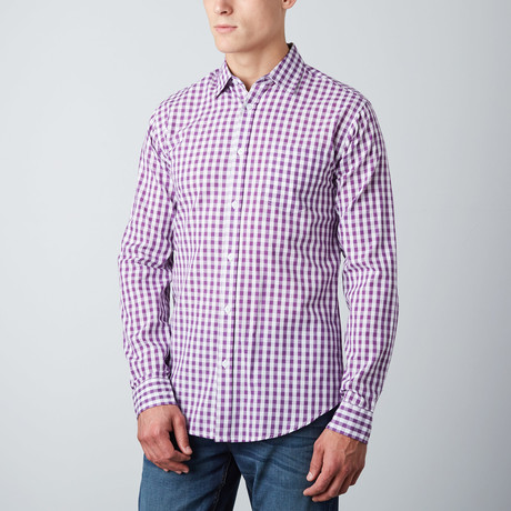 Greyson Check Button-Up // Purple + White