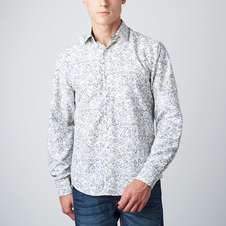 Ashton Wallflower Button-Up // White + Blue