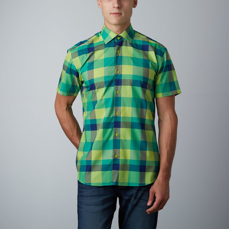 Costa Jumbo Check Button-Up Shirt // Green