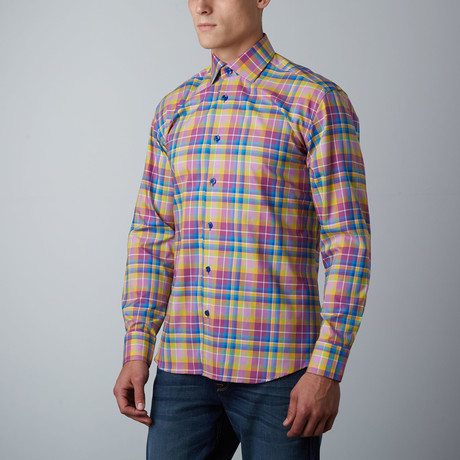 Nilo Plaid Button-Up Shirt // Purple