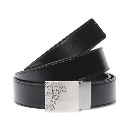 Engraved Medusa Buckle Belt // Black