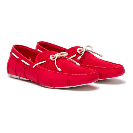 Braided Lace Loafer // Red + White