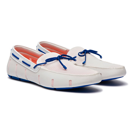 Braided Lace Loafer // White + Blue