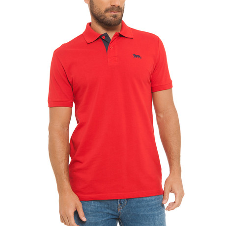 Marvin Bicolor Collar Polo // Red
