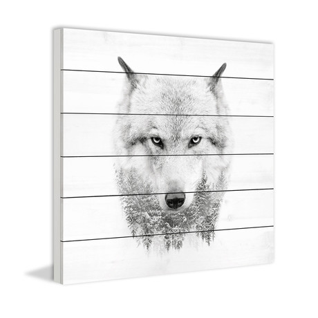 Wolf Spirit // Painting Print on White Wood