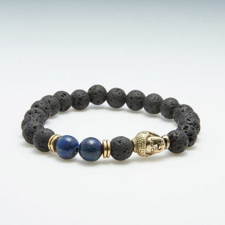 Gold Buddha Bracelet // Lava + Blue