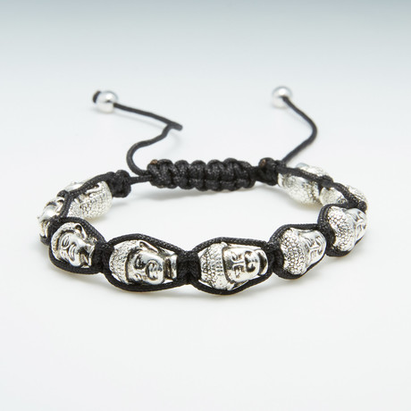 Macrame Buddha Bracelet // Silver