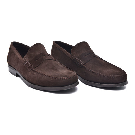 Suede Penny Loafer // Brown