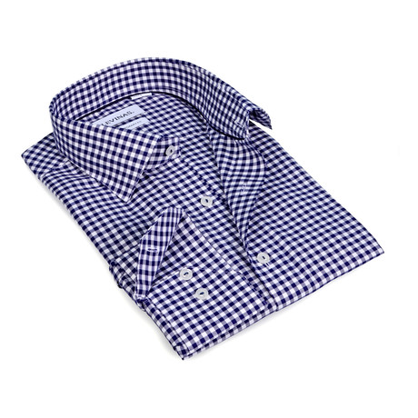 Gingham Button-Up Shirt // Navy