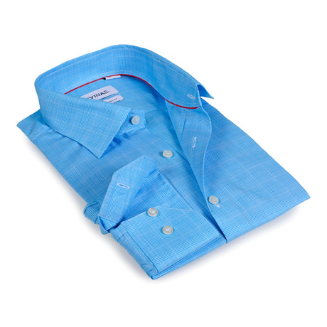 Tonal Plaid Button-Up Shirt // Sky Blue