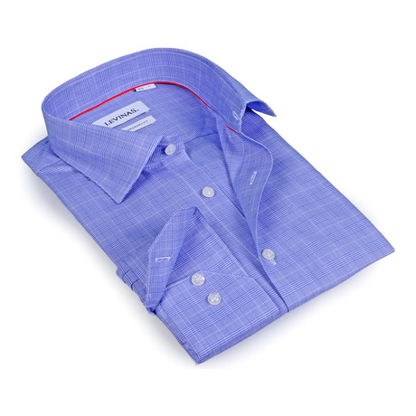 Tonal Plaid Button-Up Shirt // Blue