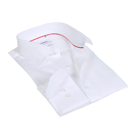 Textured Solid Button-Up Shirt // White