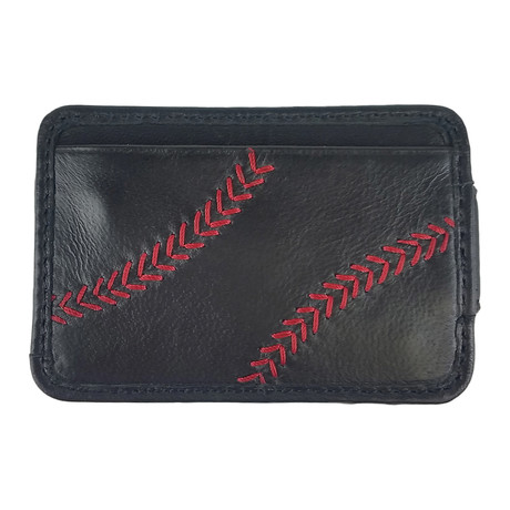 Baseball Stitch Front Pocket + Magnetic Money Clip // Black