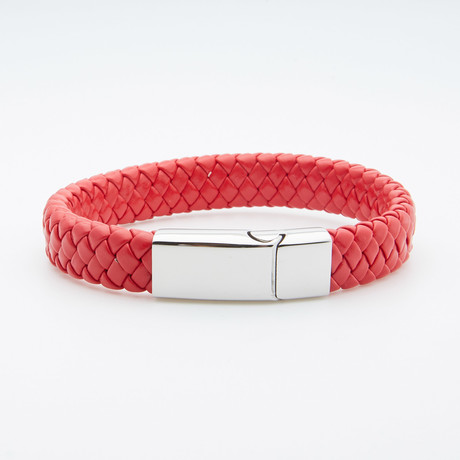 Wide Braided Bracelet // Red