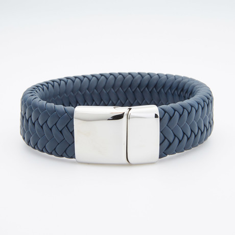 Wide Braided Bracelet // Navy Blue